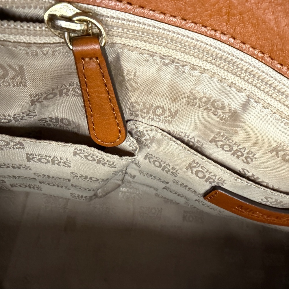 Michael Kors Hudson Medium Brown Signature Logo Satchel Hand Shoulder Bag - Picture 5 of 13